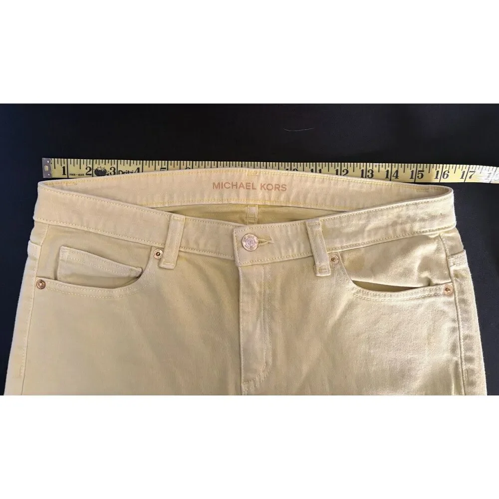Michael Kors Izzy Skinny Yellow Jeans Size 10